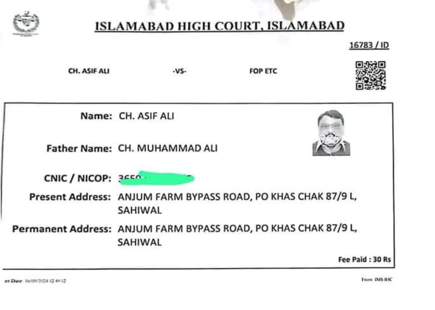 Ch Usman Ali kidnaping case